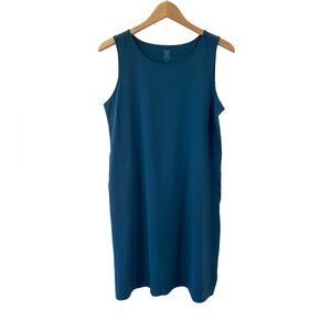 Title Nine women’s Unconventional Sleeveless dress M teal pockets stretch NWT